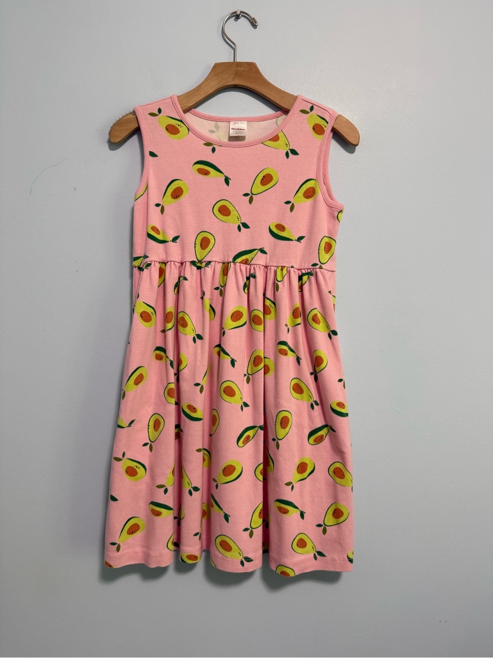 Hanna Andersson Girls Sleeveless Avocado Print Pink Dress Size 12(150cm)